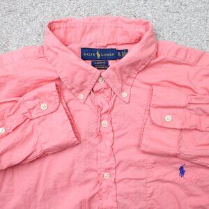 Ralph Lauren Shirt Mens XL Pink RL Untucked Fit Classic Fit Cotton Long Sleeve